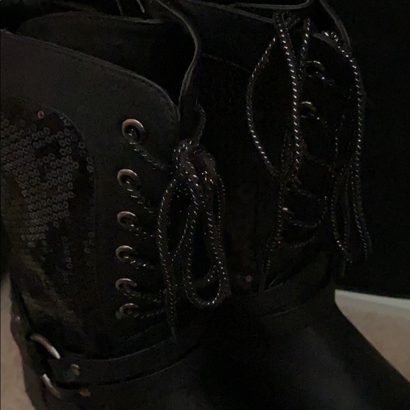 Chic biker moto boots with studs and sequins - Picture 4 of 7